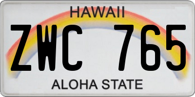 HI license plate ZWC765