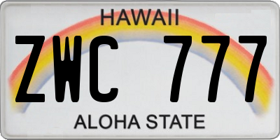 HI license plate ZWC777