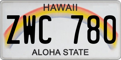 HI license plate ZWC780