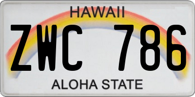 HI license plate ZWC786