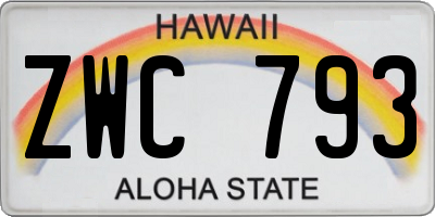 HI license plate ZWC793