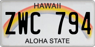 HI license plate ZWC794