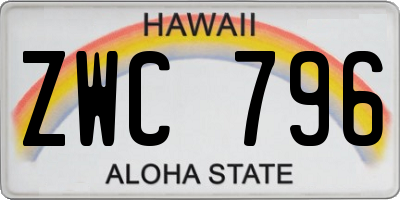 HI license plate ZWC796