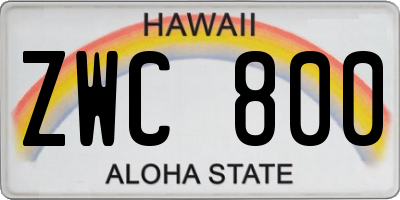 HI license plate ZWC800