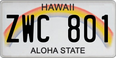 HI license plate ZWC801