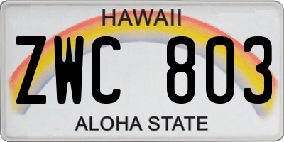 HI license plate ZWC803