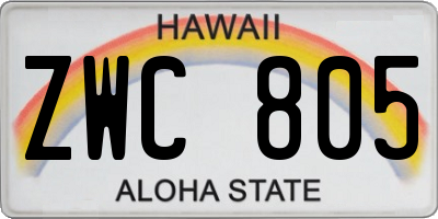 HI license plate ZWC805