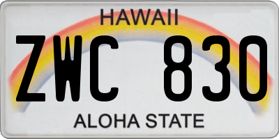 HI license plate ZWC830