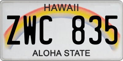 HI license plate ZWC835