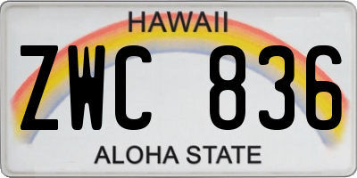 HI license plate ZWC836