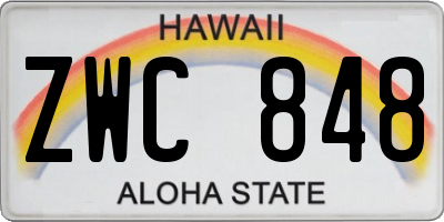 HI license plate ZWC848