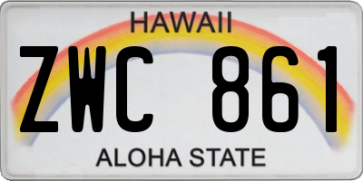 HI license plate ZWC861