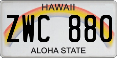 HI license plate ZWC880