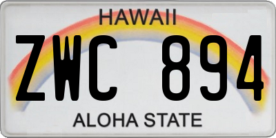 HI license plate ZWC894