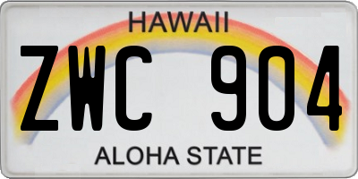 HI license plate ZWC904