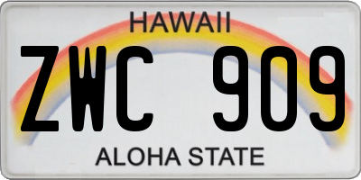 HI license plate ZWC909