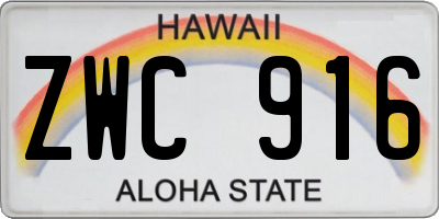 HI license plate ZWC916