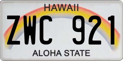 HI license plate ZWC921