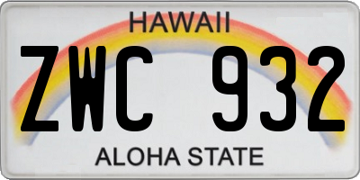 HI license plate ZWC932