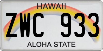 HI license plate ZWC933