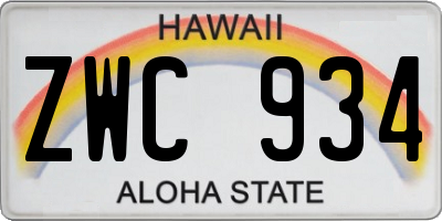 HI license plate ZWC934
