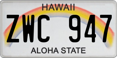 HI license plate ZWC947