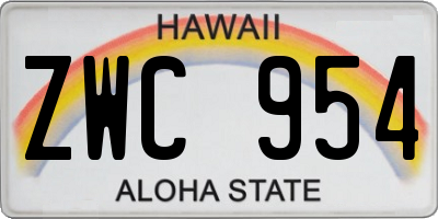 HI license plate ZWC954