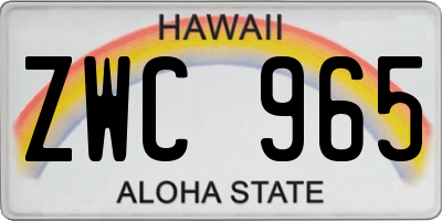 HI license plate ZWC965