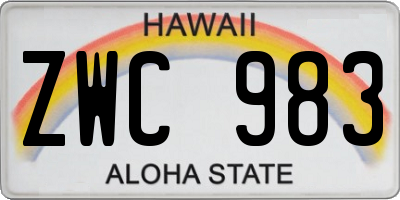 HI license plate ZWC983