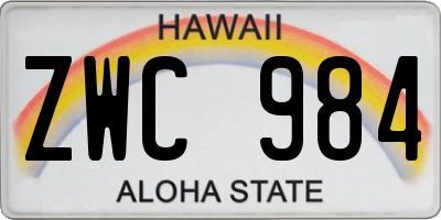 HI license plate ZWC984