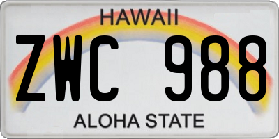 HI license plate ZWC988