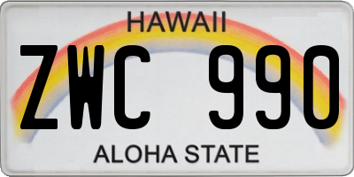 HI license plate ZWC990