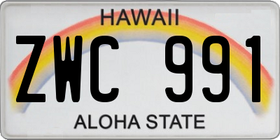 HI license plate ZWC991