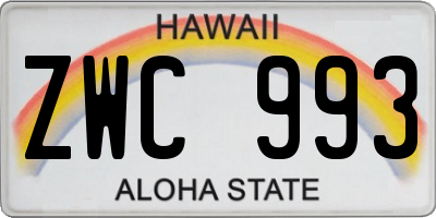 HI license plate ZWC993