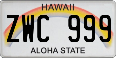 HI license plate ZWC999