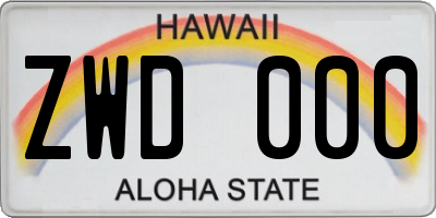 HI license plate ZWD000