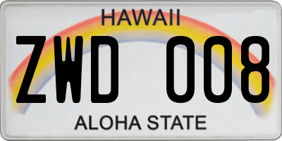 HI license plate ZWD008