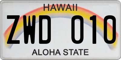 HI license plate ZWD010