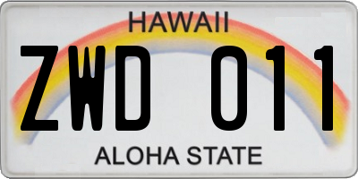HI license plate ZWD011