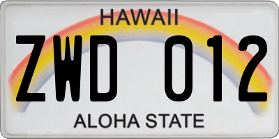 HI license plate ZWD012