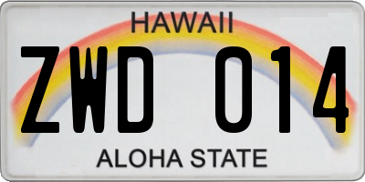 HI license plate ZWD014