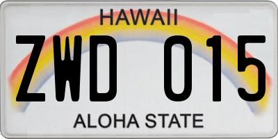 HI license plate ZWD015