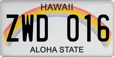 HI license plate ZWD016