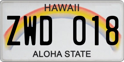 HI license plate ZWD018