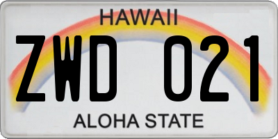 HI license plate ZWD021