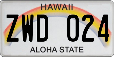 HI license plate ZWD024