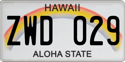 HI license plate ZWD029