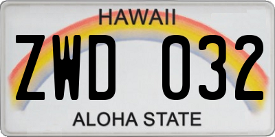 HI license plate ZWD032