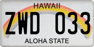 HI license plate ZWD033