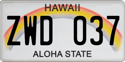 HI license plate ZWD037